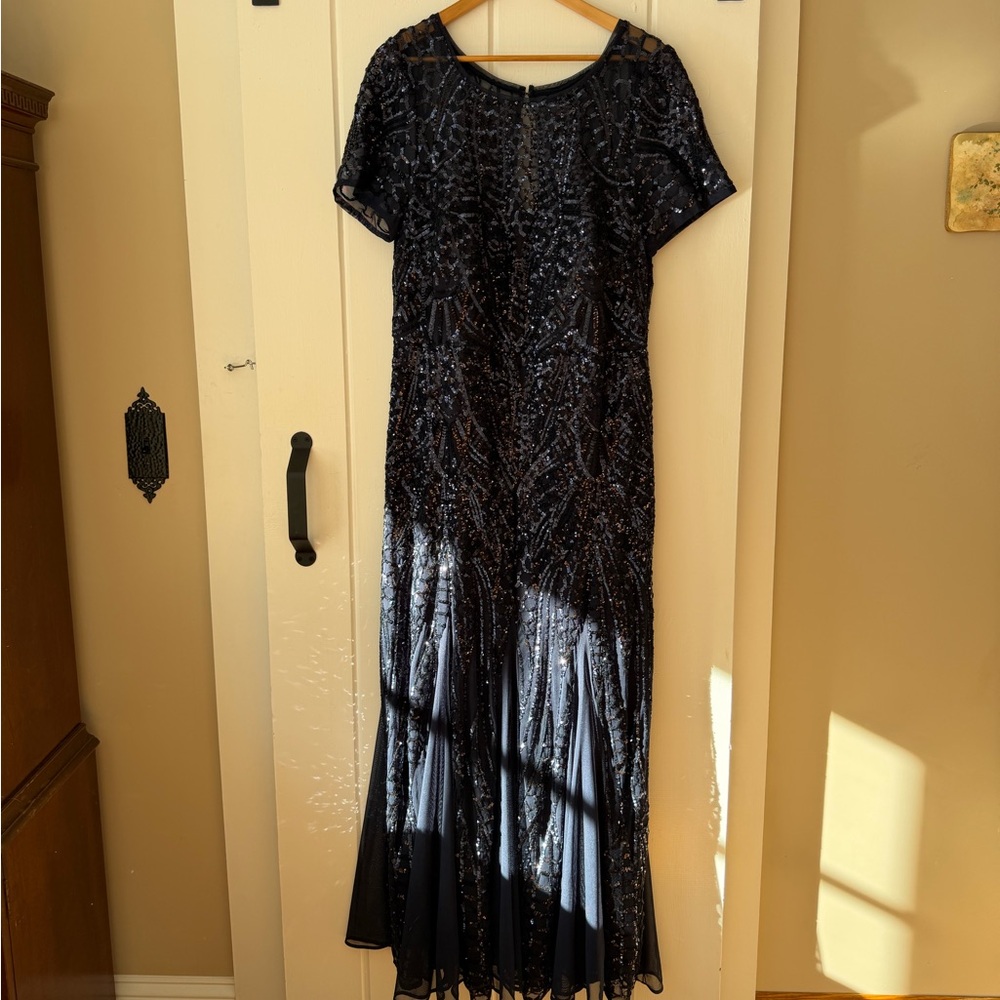 R&M Richards Navy Sequin Gown